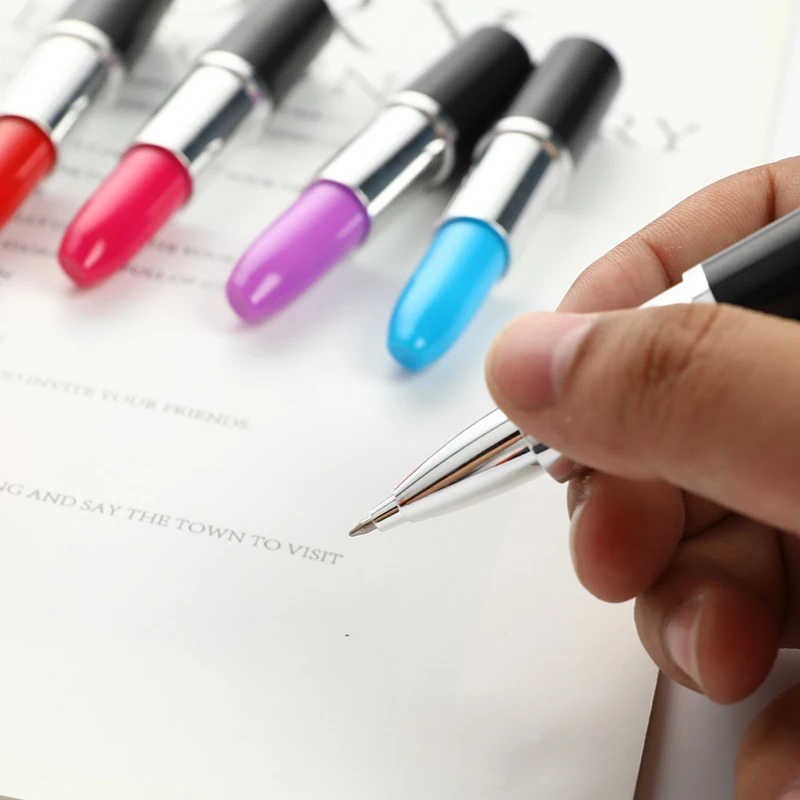 

5 Colors Lipstick Ball-Point Pen Creative Beautiful Ball-Point Pen Lipstick Sign Pen For Home Store School Random Color