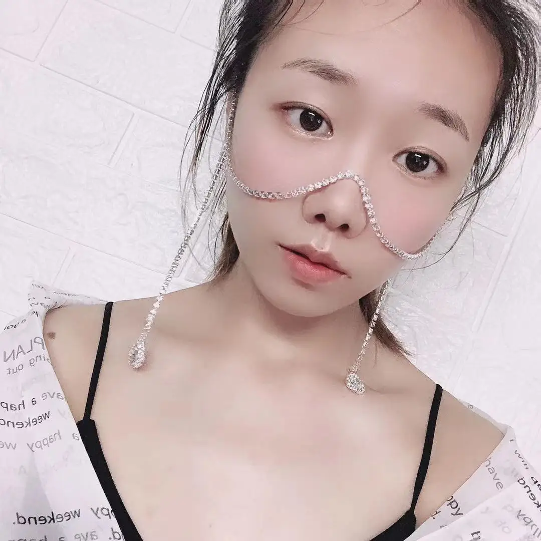 2021 модный дизайн простой ряд Стразы в форме капли воды Уход за кожей лица цепи