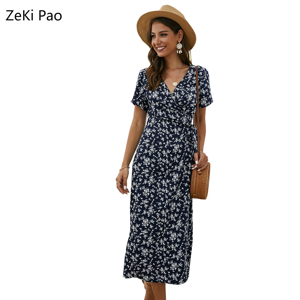 Женское платье с коротким рукавом повседневное облегающее до середины икры v