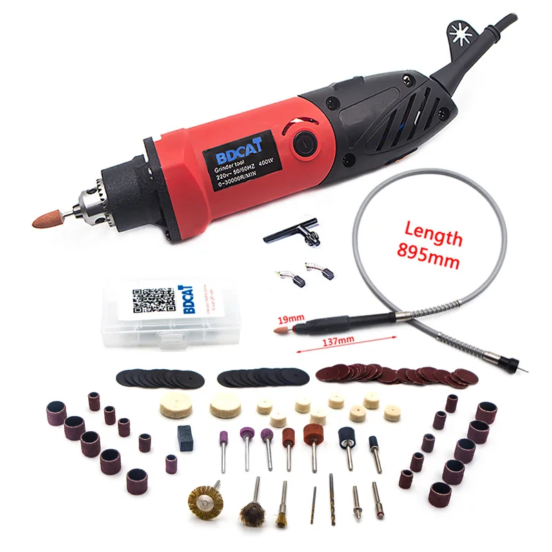 Type2 BDCAT 400W Mini Drill Rotary Tool Variable Speed Electric Grinder Engraving Polishing Power Tools with 206pcs Dremel Accessories - Цвет: Type2