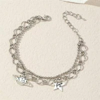 creative punk style think chain metal bracelet for women design sense star letter bracelet femme temperament charm jewelry gifts