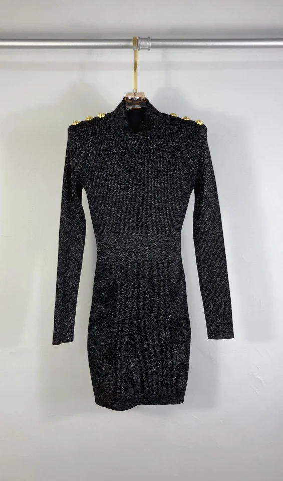 

Высокая 2021 весенние качественные женские роскошные вязаный свитер с длинным рукавом и молнией сзади; Босоножки-приталенных дамских платье...