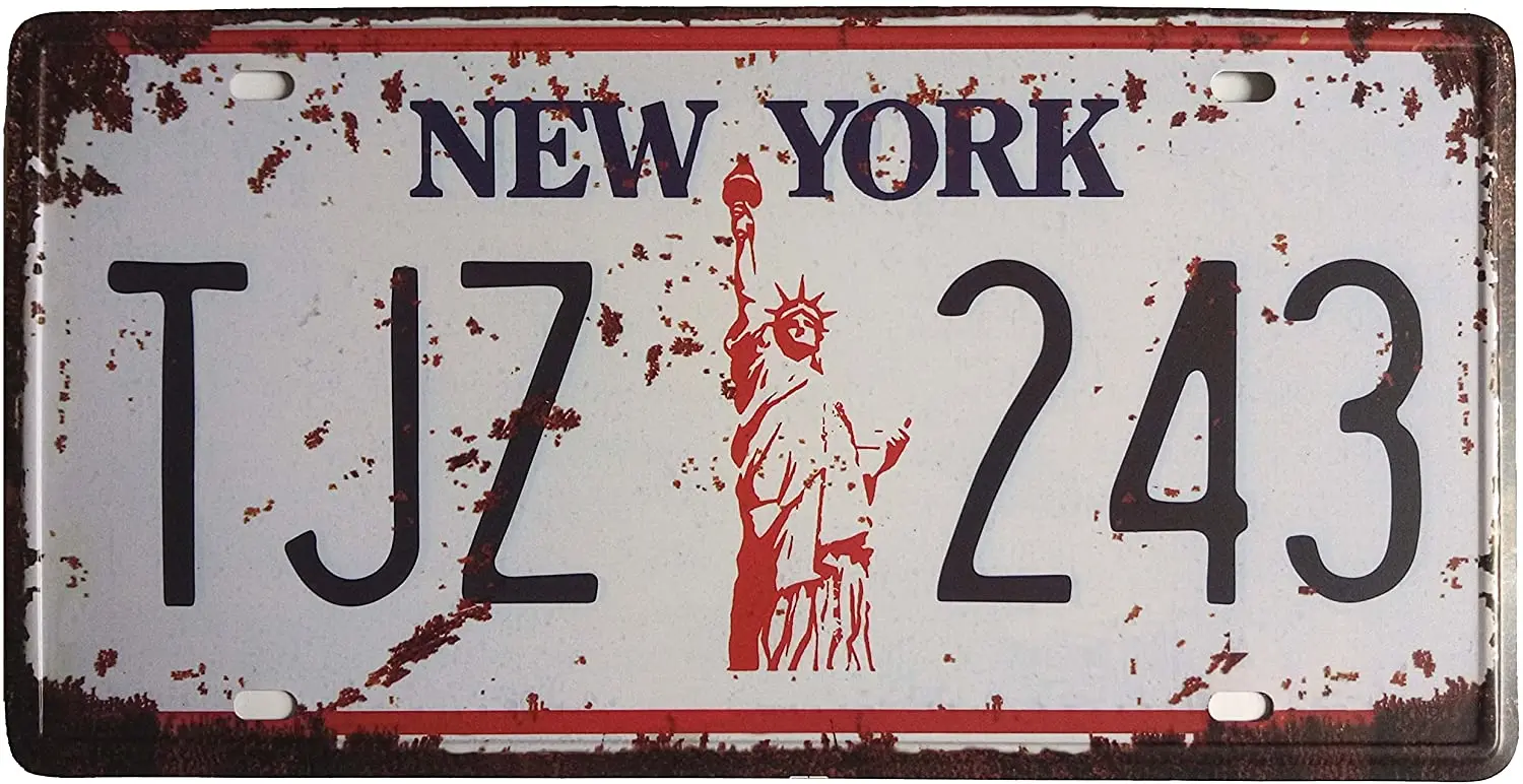 

ERLOOD New York TJZ 243 Retro Vintage Auto License Plate Home Wall Decor Metal Tin Sign Plaque Embossed Tag Size 6 X 12