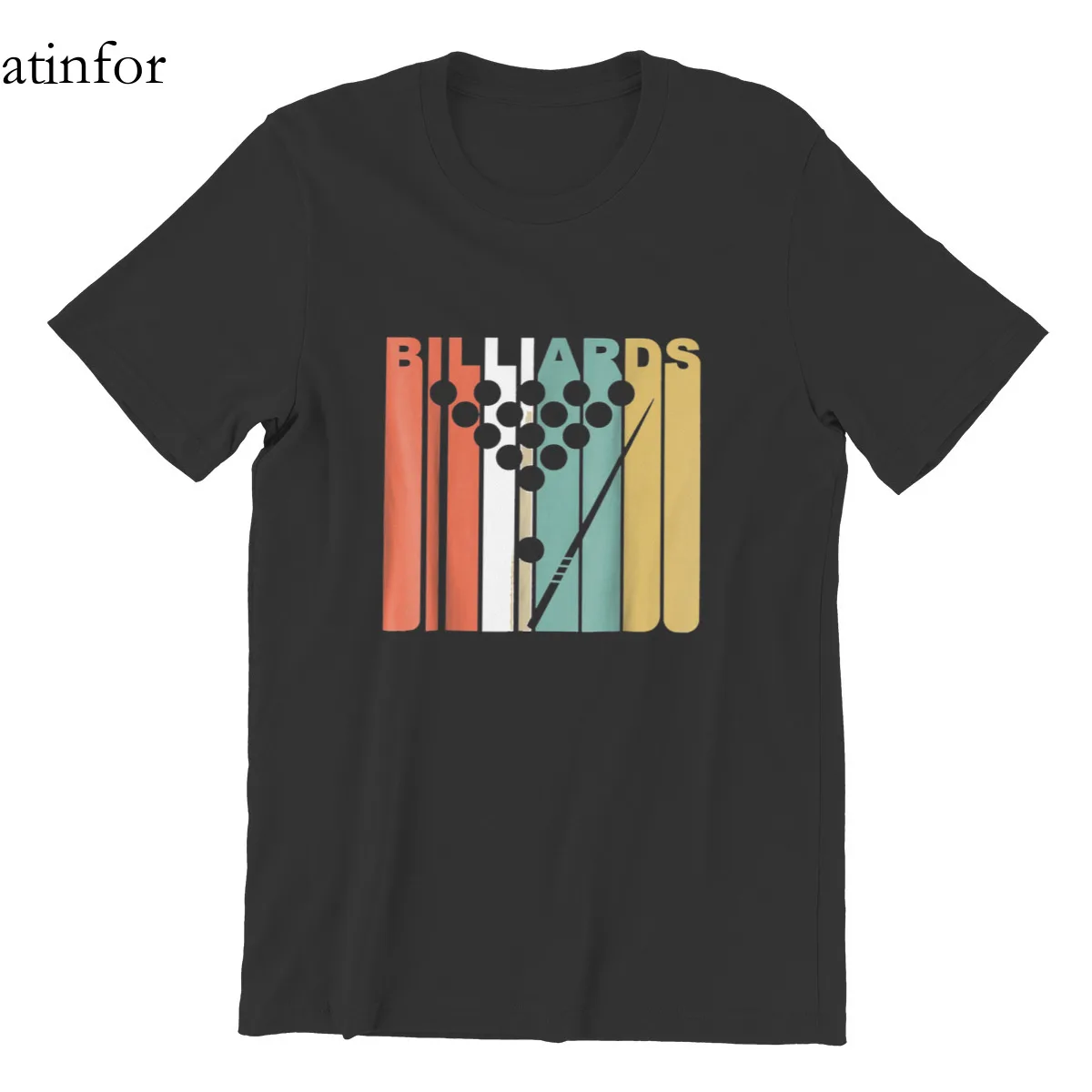 Ретро Стиль бильярдных шаров силуэт футболки на заказ черный графический аниме