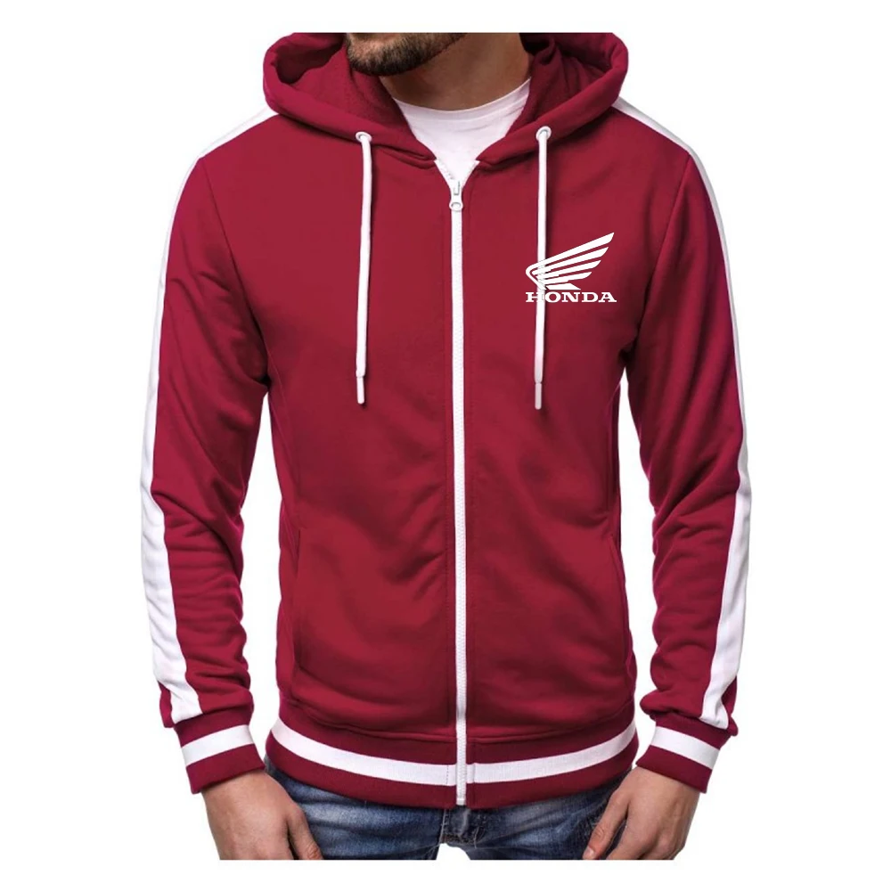 

2021 Honda Car Zipper Harajuku Patchwork Fleece Hoodie Sweatshirt Streetwear Men's Hip Hop Casual Pullover Hooded Men's Top AJ+4