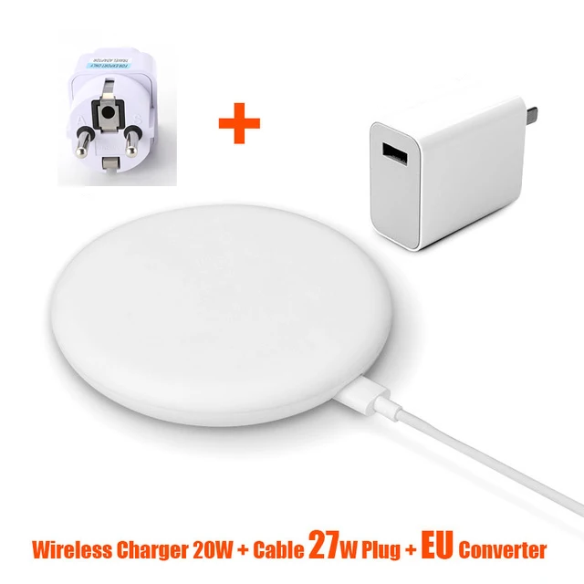 EU adapter Xiaomi набор беспроводных зарядных устройств 20 Вт быстрая Беспроводная зарядка от вспышки/независимый бесшумный вентилятор/со стандартом зарядки Qi - Цвет: EU adapter