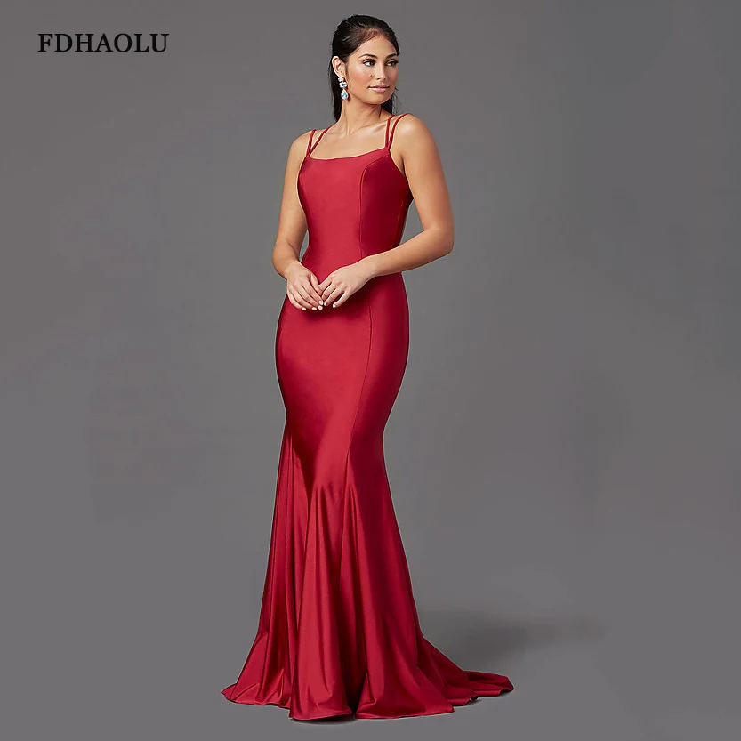 

AE88 Luxury Burgundy Mermaid Evening Dresses Sleeve Court Train Dubai Saudi Arabic Formal Evening Gown Prom Dress Robe de Soiree