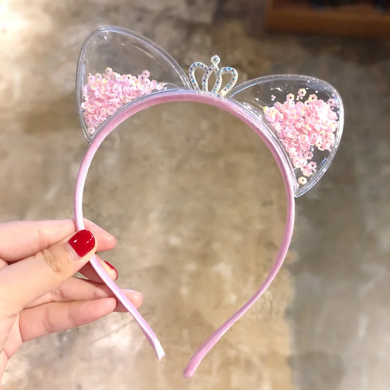 

New Girls Cute Shining Sequin Cat Ears Hairbands Sweet Hair Ornament Headband Princess Gift Lovely Kids Fashion Hair Accessories