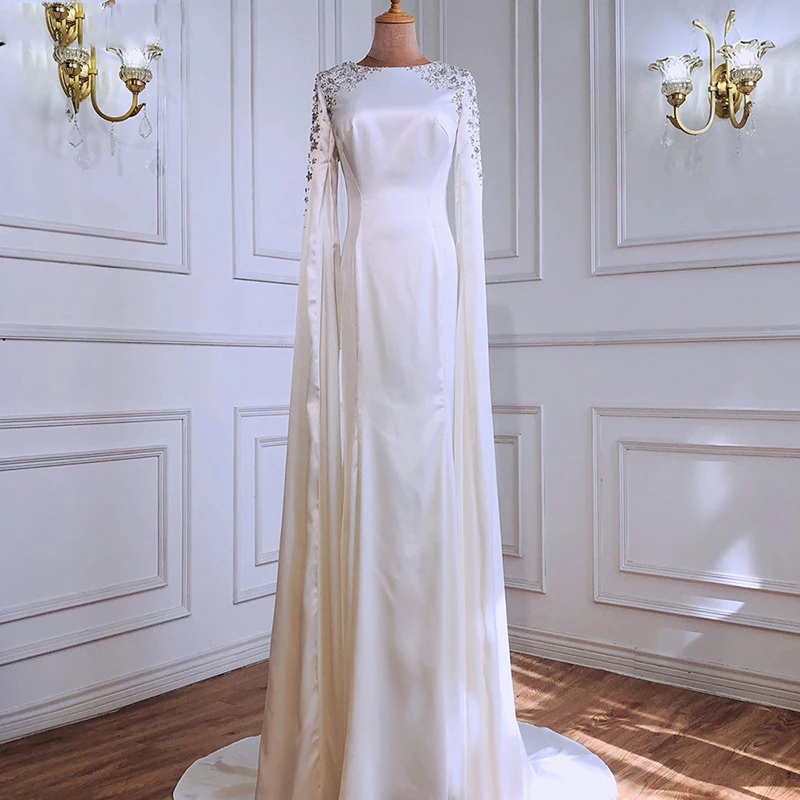 

YILIBERE Mermaid wedding dress shawl chiffon sequins luxury retro wedding gown tailing plus size retro