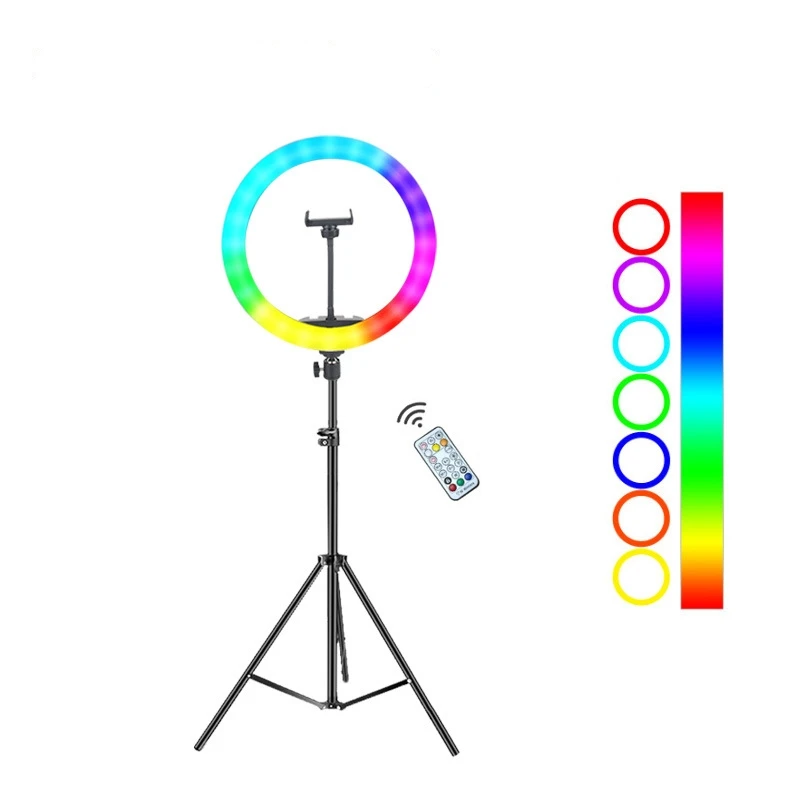 10 &quot26 см цветная (RGB) кольцевой светильник с Штатив для фотографии ing selfie ring TikTok