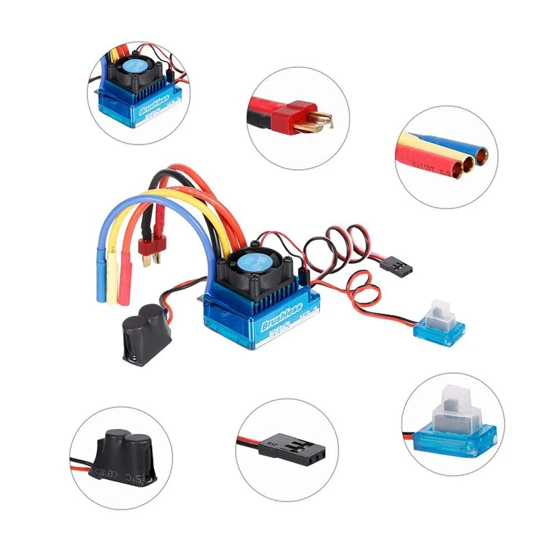 

3650 4300Kv Brushless Motor & 60A Esc & Radiator with Program Card Combo for 1:10 Rc Car Rc Boat Part