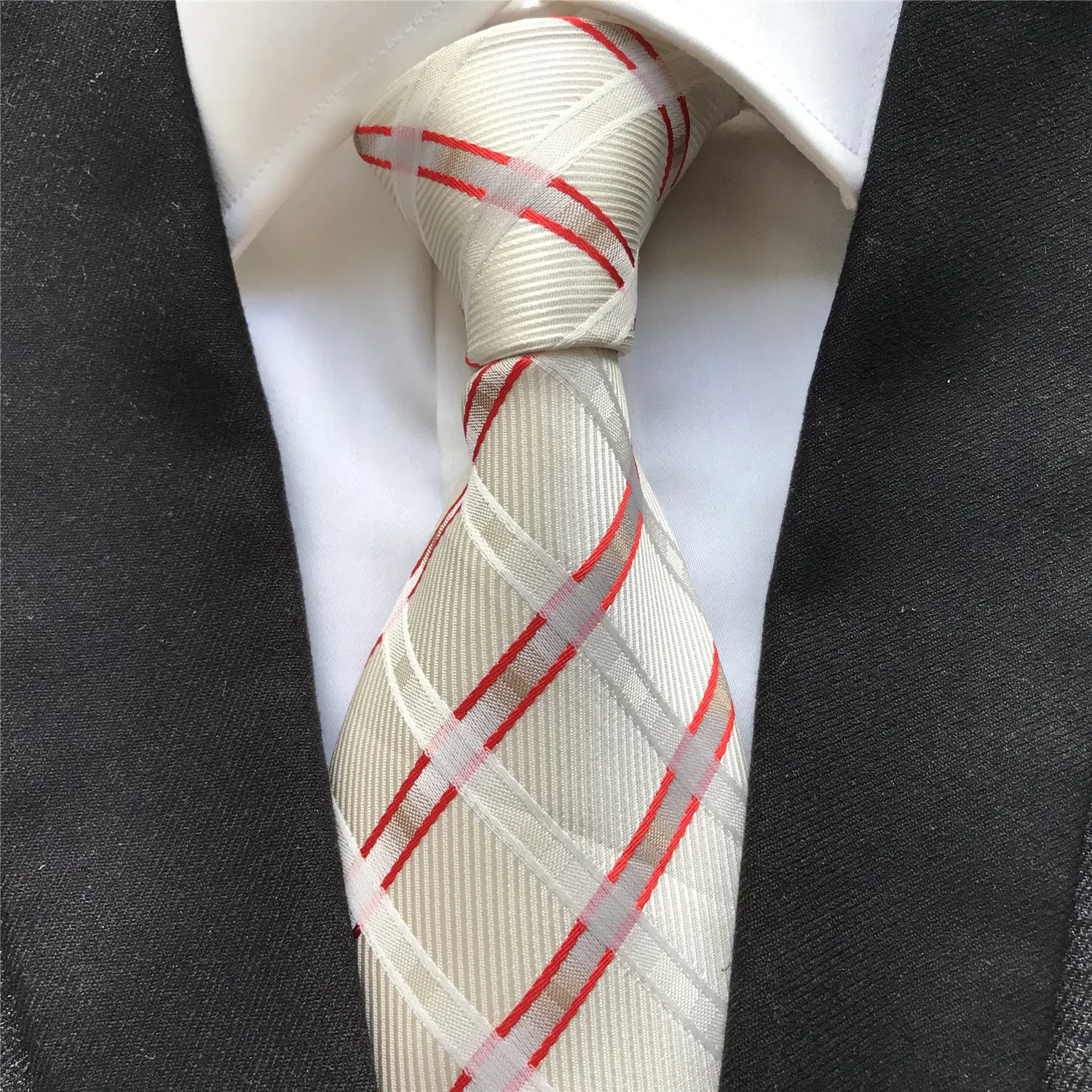 

10 cm Width Classic Men's Ties Jacquard Woven Neck Tie Gravatas Silk Plaids Neckties for Groom Wedding Gift