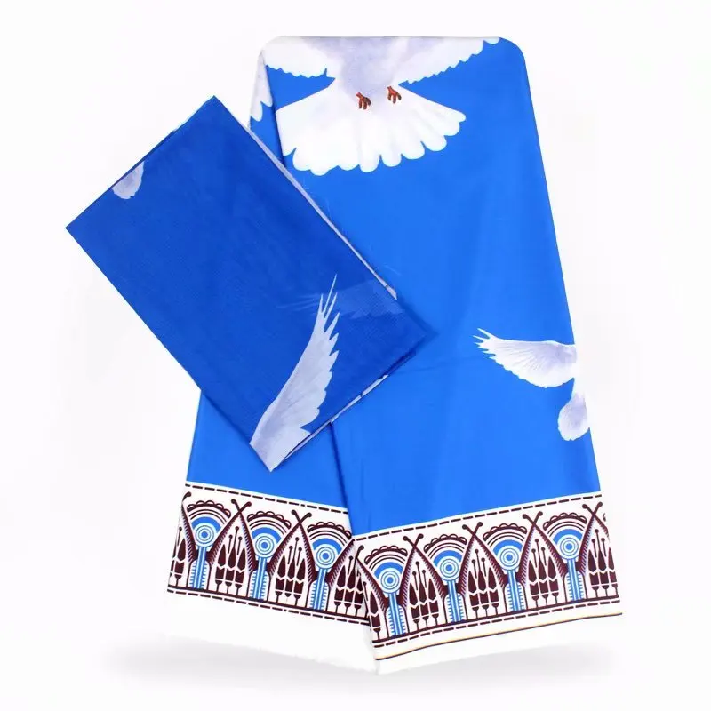 

imitated silk fabric digital printed fabric nigerian ankara fabric African wax pattern 4+2yard silk satin fabric for women dress