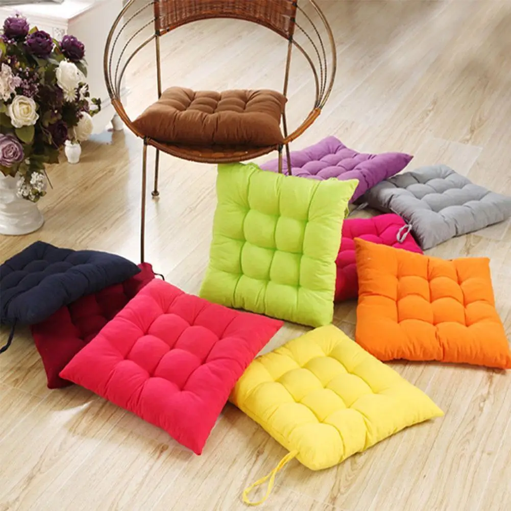 

Soft Color Square Shape Thicken Polyester Pad Chair Dining Office On Decor Cushion Для Room Tie Подушка Стула Kitchen B8a8