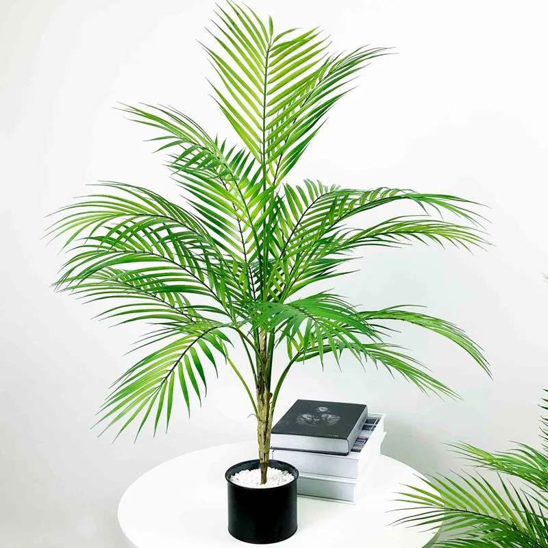 

SHZQ 80-98 см тропическая искусственная Пальма большие искусственные ветки растений на ощупь Пальмовые Листья пластиковые пальмовые для украш...