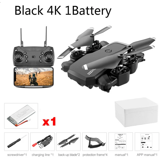 Black 4K 1B LF609 Дрон 4K с HD камерой wifi 1080P двойная камера следуя за мной Квадрокоптер FPV Профессиональный Дрон долгий срок службы батареи игрушка для детей - Цвет: Black 4K 1B