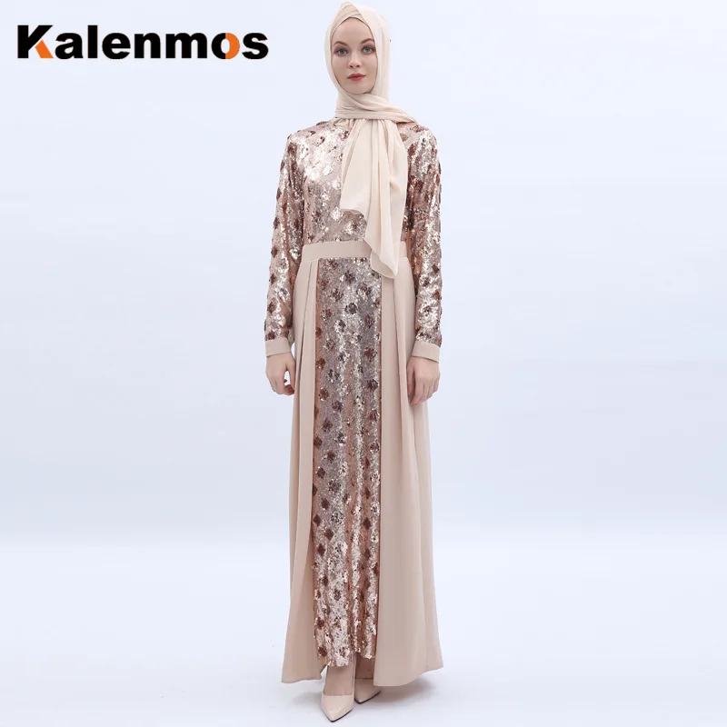 Мусульманское Макси платье KALENMOS роскошное элегантное с блестками и длинными