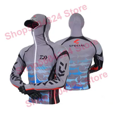 

2021 daiwa clothing New Arrival Men Fishing Clothing Outdoor Hooded Zipper Fishing Shirts Quick Dry Anti UV Fishing Jackets Daw