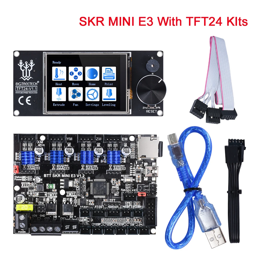 Контроллер BIQU BIGTREETECH SKR MINi E3 32 бит встроенный TMC2209 UART с экраном TFT24 V1.1 для 3D принтера