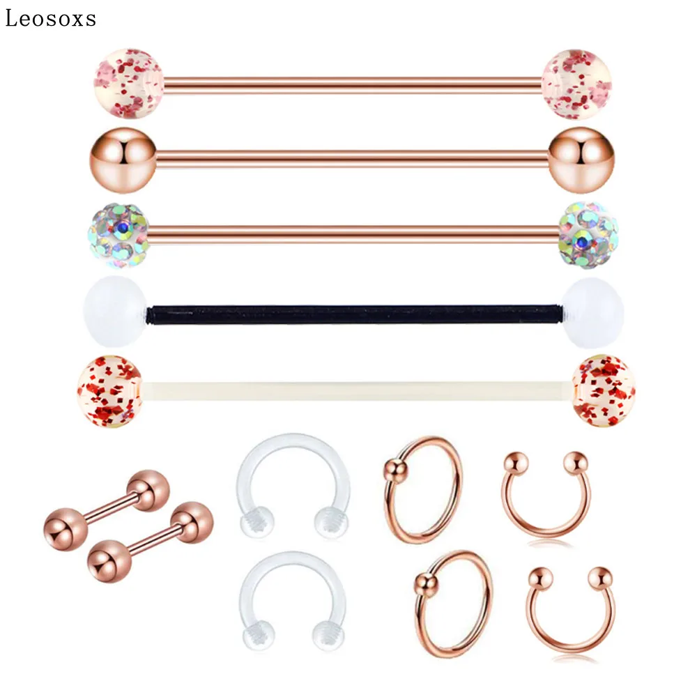 

Leosoxs Set Industrial Barbell Crossbar Piercing Jewelry Ear Bone Studs Hot Ear Stud Earrings