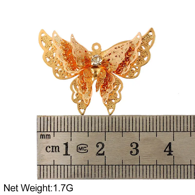 

Multilayer Hollow Rhinestone Inlaid Butterfly Charms 10Pcs Trendy Animals Pendant For Necklace DIY Supplies Jewelry Components
