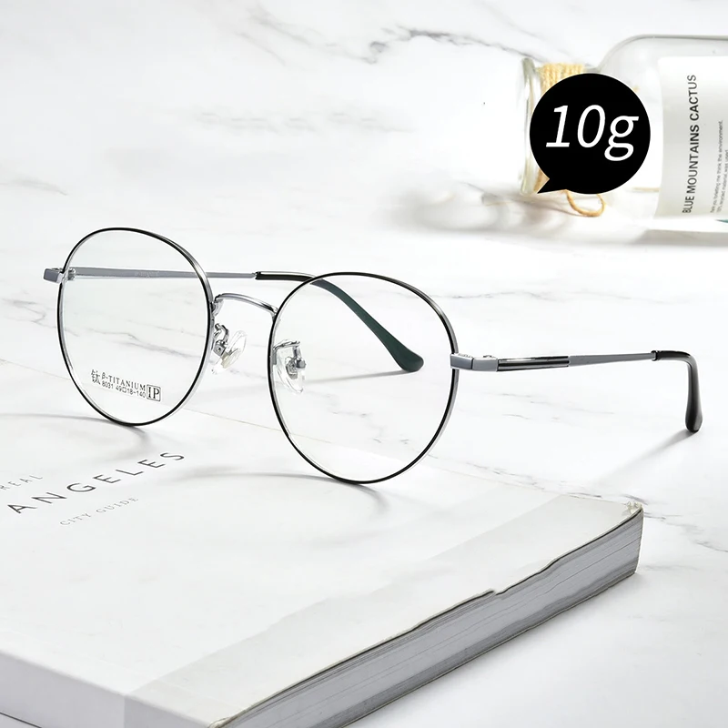 

Veshion Semi-titanium Glasses Frame Male Ultra-light Retro Round Frame Myopia Glasses Frame Business Casual Men Titanium Frame