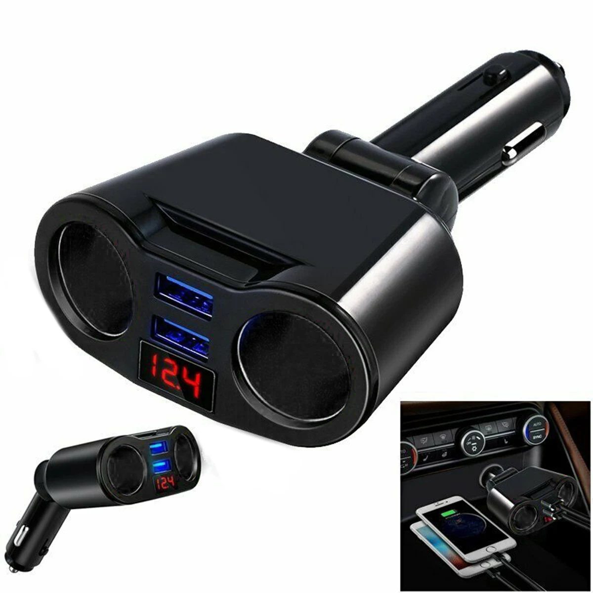 Автомобильное зарядное устройство SOONHUA с двумя USB-портами и разветвителем