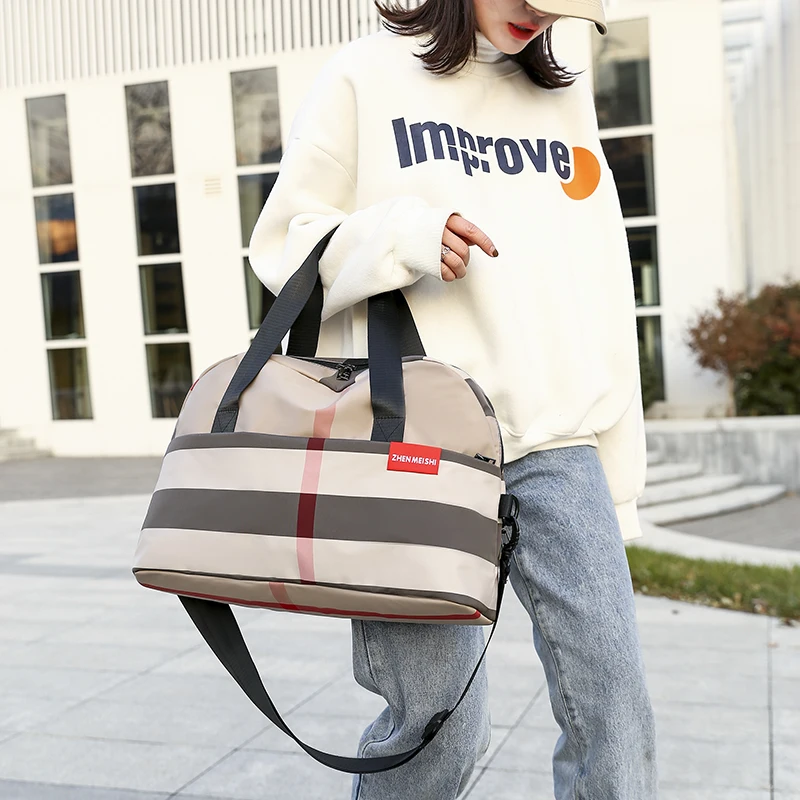 

Brand Designer Women Handbag Leisure Portable Travel Single Shoulder Bag Striped Large Capacity Casual Totes Messenger Bag Purse