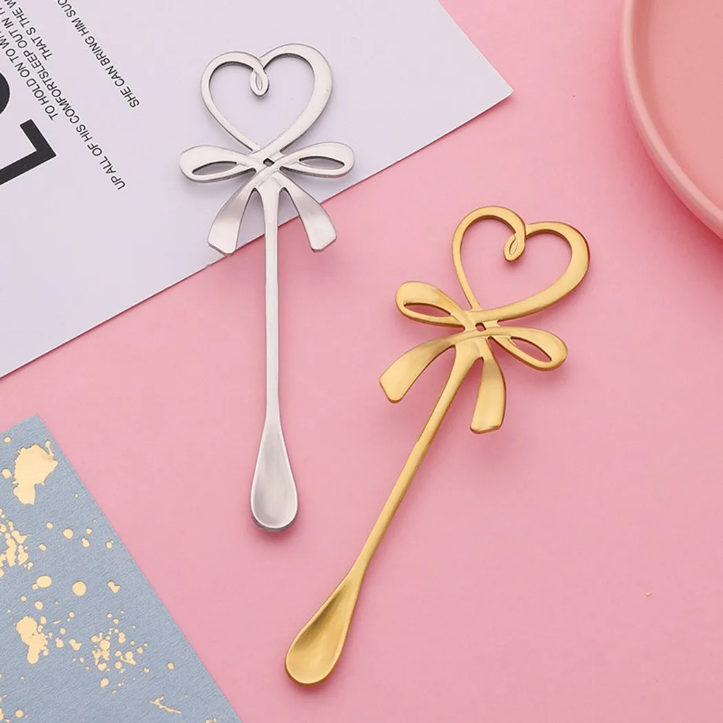 

Creative Stainless Steel Spoons Bowknot Mixing Spoon For Coffee Tea Milk Dessert Kitchen Accessories Tableware Decoration