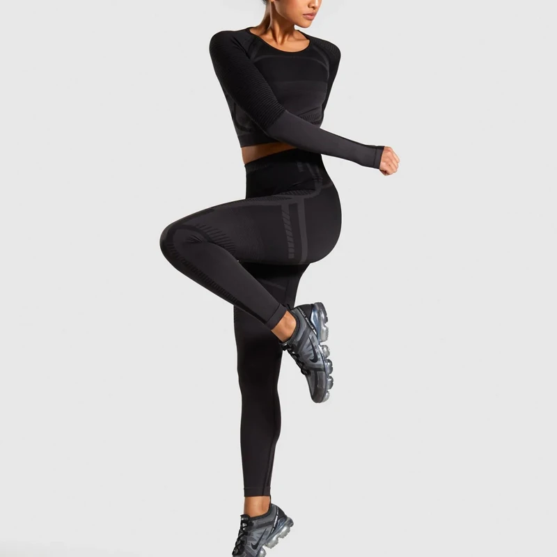 Новый женский бесшовный комплект для йоги спортивные костюмы фитнеса одежда