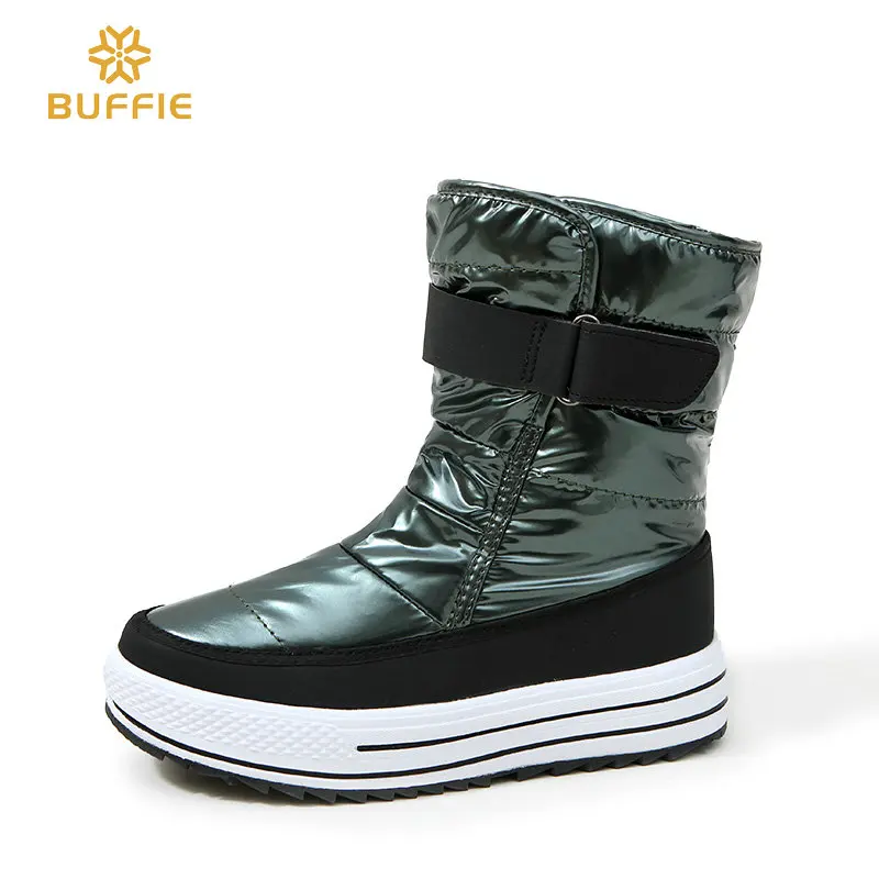 BUFFIE/Женская обувь Стильные ботинки Сезон осень-зима Теплые зимние Блестящая
