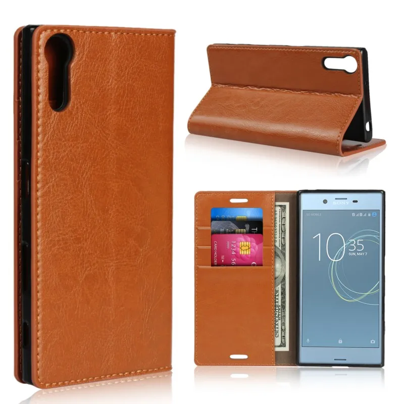 OEEKOI Crazy Horse кожаный бумажник флип чехол для sony Xperia XA3 Ultra/XA3/XA2 Plus/XZ3/Z5/Z5 Premium/Z5 Compact/XZS/XZ2