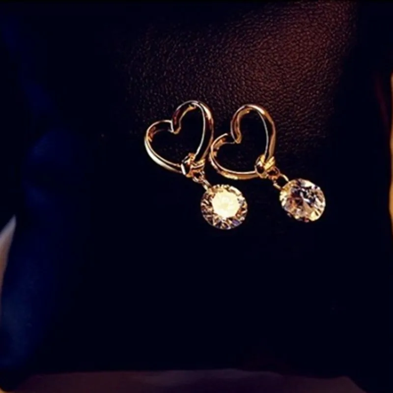 Корейский дизайн новые серьги в форме сердца с кристаллами свадебные женские