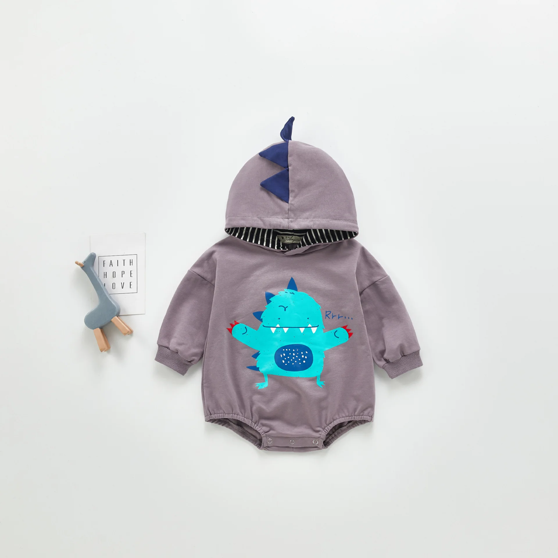 

Baby One Piece Clothes Dinosaur Pattern Fashion Boys Bodysuit Long Sleeve Hooded Jumpsuit Girl Onesies Newborn Baby Clothes 0-3T