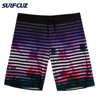 surfcuz mens board shorts quick dry surfing shorts colortful striped beach wear 4 way stretch swim shorts with zipper pocket