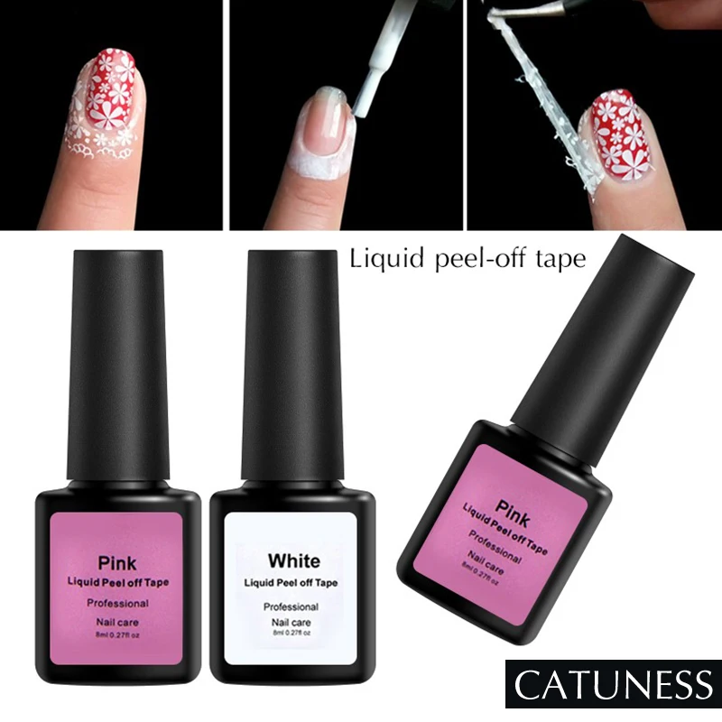 CATUNESS White Pink Base Peel-off Protection Liquid Varnish Easy Clean Fast Dry Finger Skin Protected 8ml for Nail Varnishes | Красота и