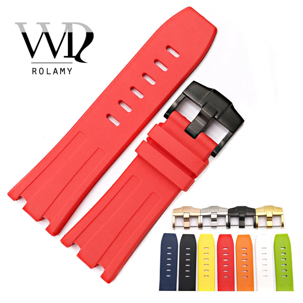 

Rolamy 28mm Waterproof Silicone Rubber Replacement Wrist Watch Band Strap For Audemars Piguet 42mm Royal Oak Offshore