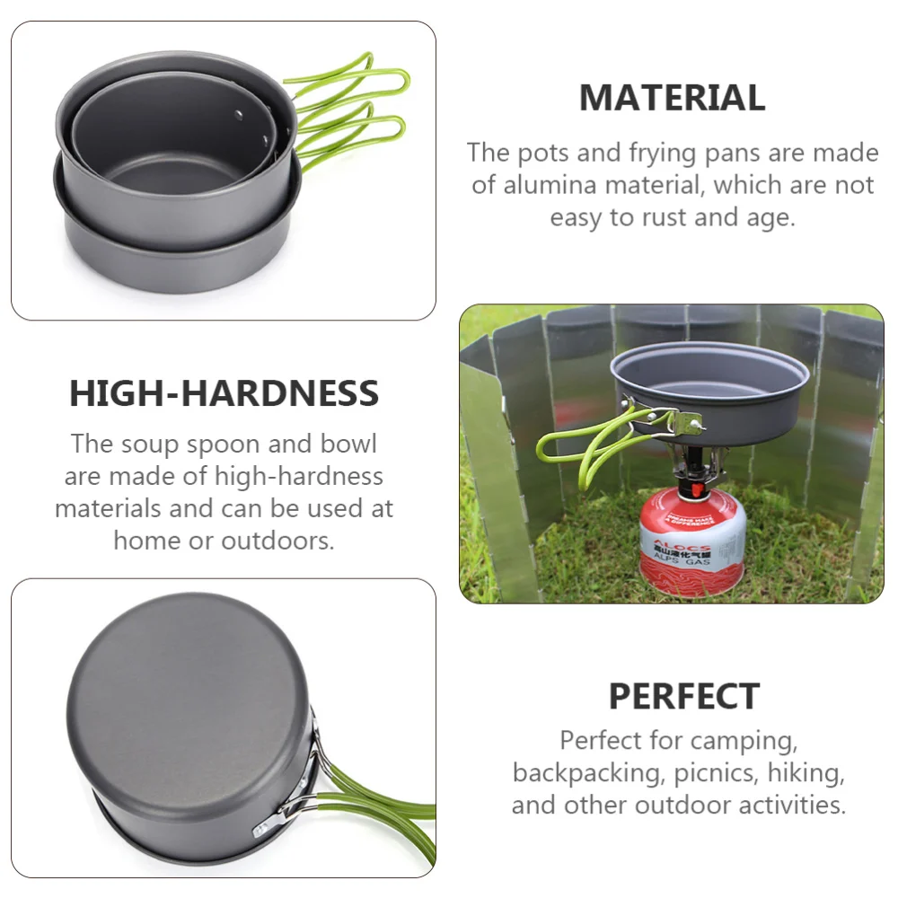

1 Set Alumina Pot Pan Set Outdoor Dinnerware Cookware for Camping Picnic