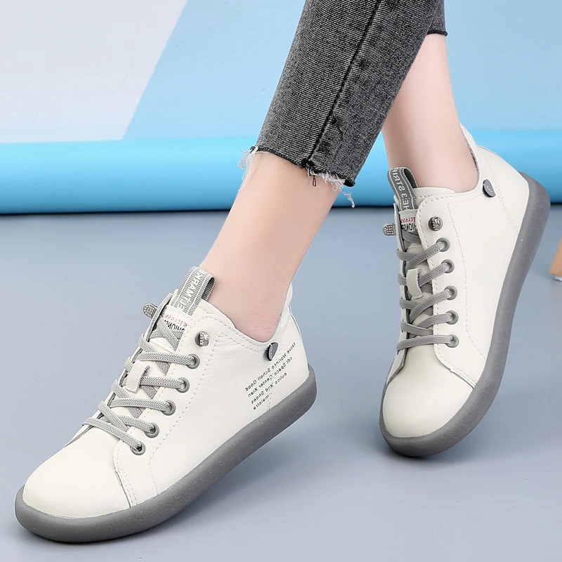 Женские ботильоны из натуральной кожи Бежевые кроссовки на платформе со