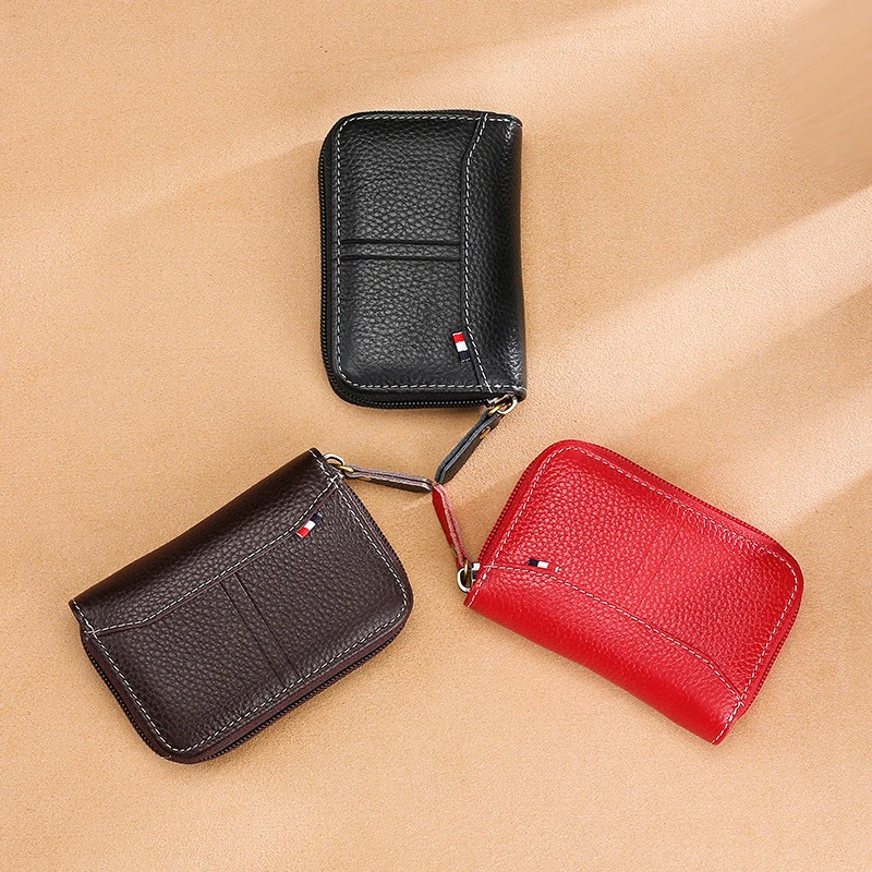 Мини-кошелек с RFID-защитой для женщин и мужчин маленький бумажник из натуральной