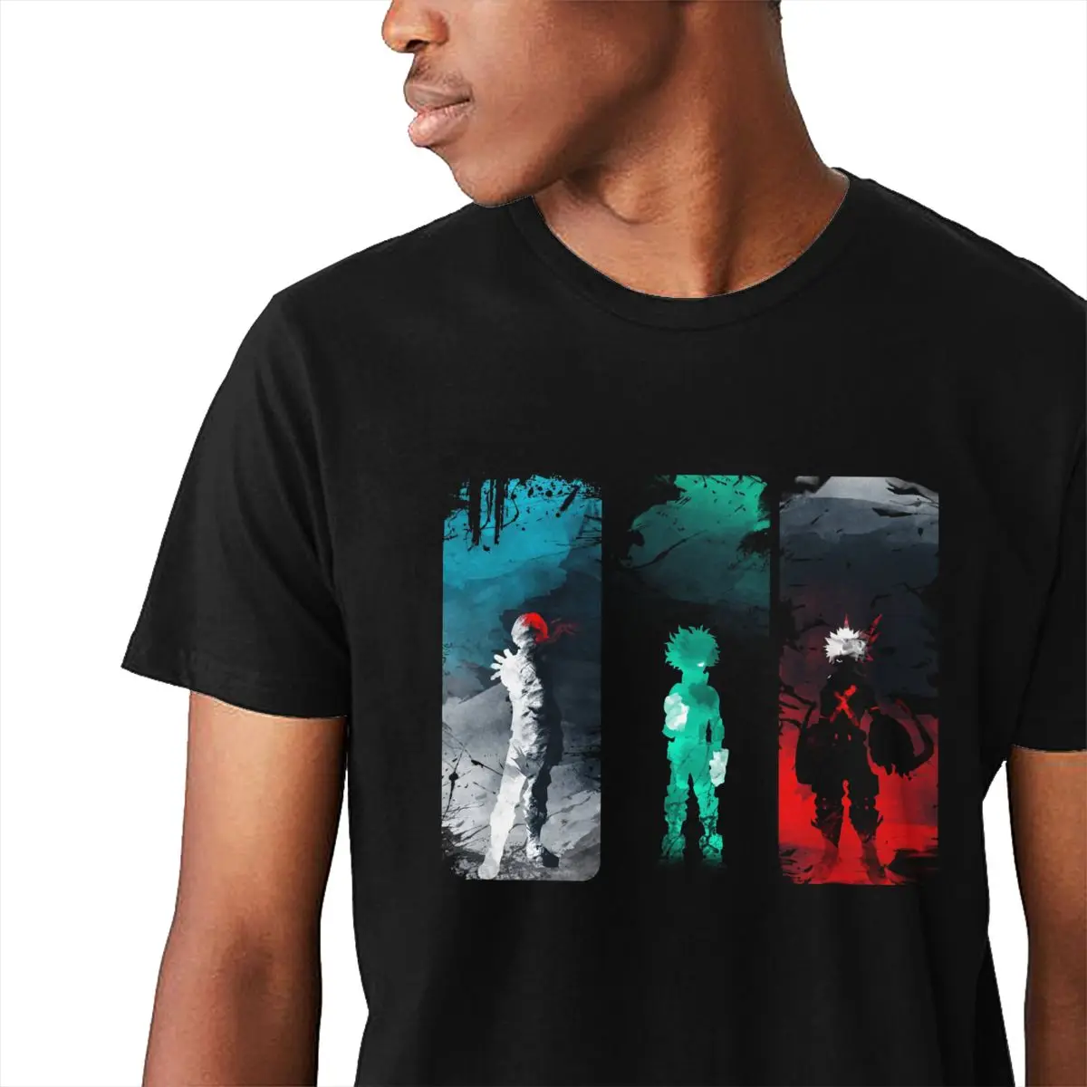 Male Hero Power My Academia T-Shirt Natural Cotton Anime Round Neck Hip Hop Tee Shirt | Мужская одежда