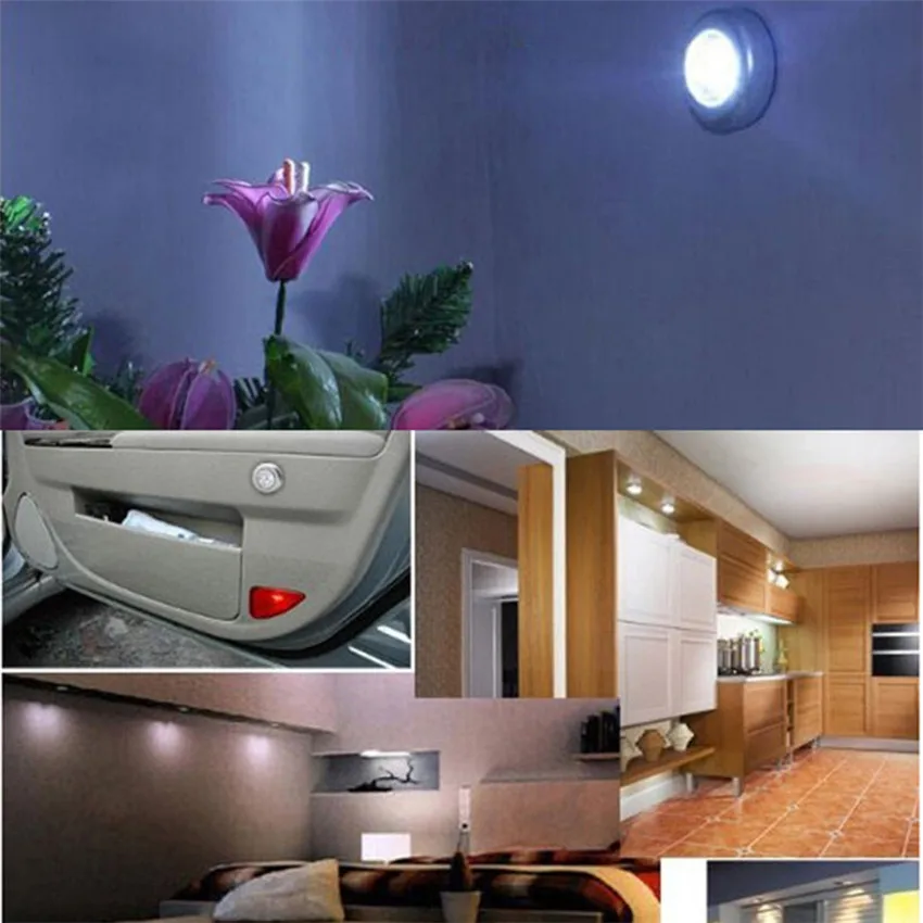 

3leds Portable mini Touch Light emergency night lamp white stick tap AAA battery power bulb For Car Wardrobe cabinet Stair