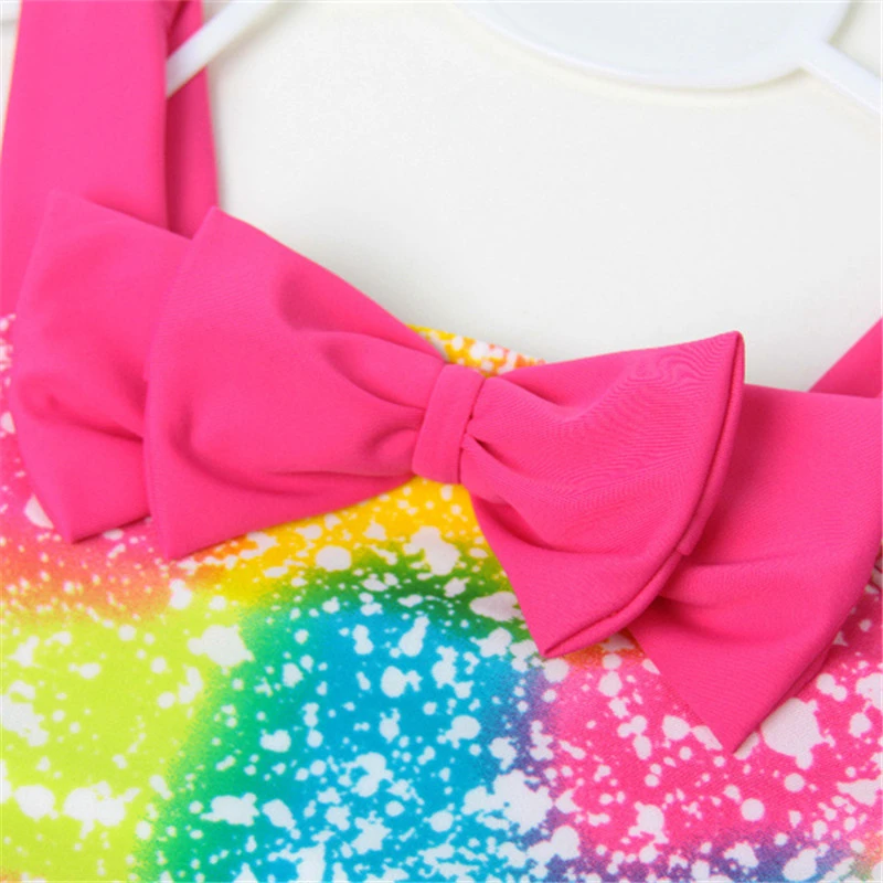 Слитный купальник для девочек 2 7 лет детская одежда плавания с красочным узором