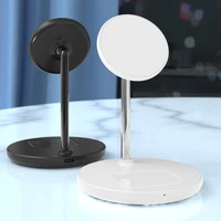 magnetic 2 in 1 wireless charger for iphone 12 pro max mini desktop phone stand fast charging station dock for airpods pro 2