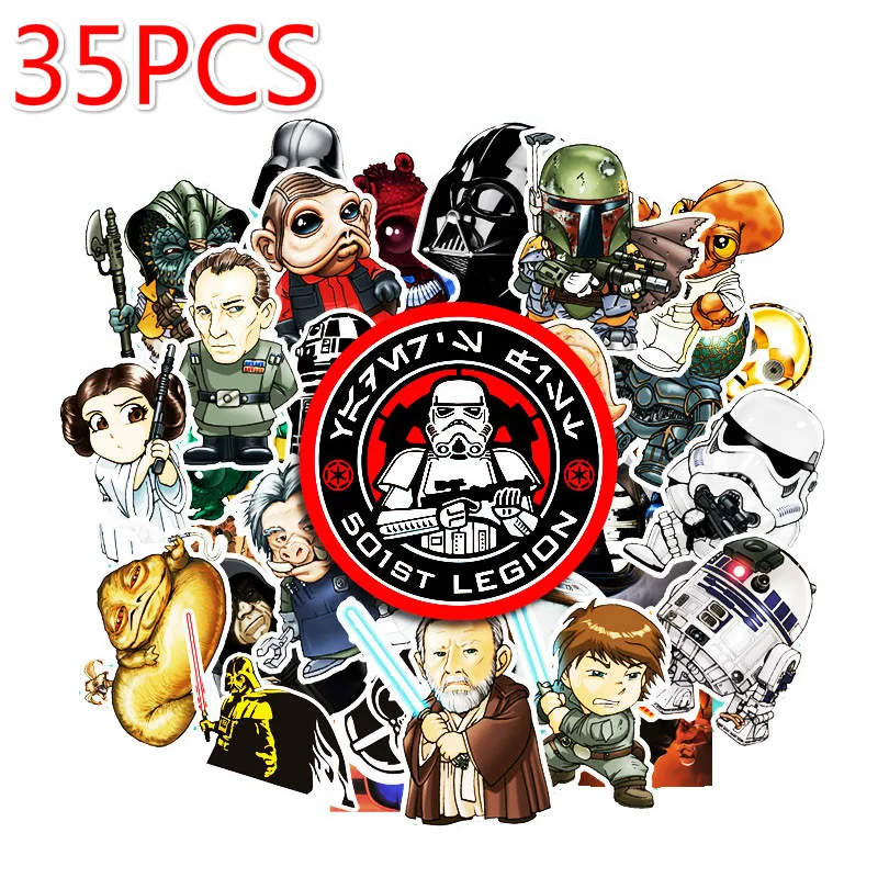 35PCS 108 шт./упак. Звездные войны наклейка s для детей компьютер PS4 на ноутбук ТВ холодильник велосипед Водонепроницаемая наклейка аниме наклейка - Цвет: 35PCS