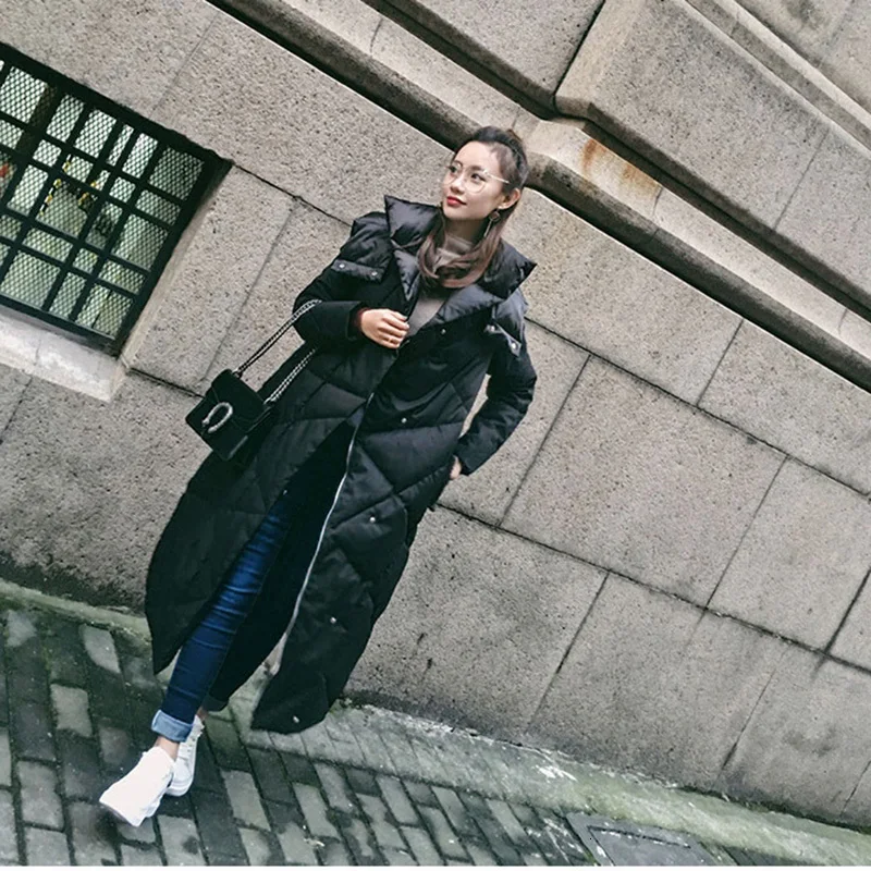 Зимняя Новинка Dongsack Женская длинная модная верхняя одежда теплая куртка Белый