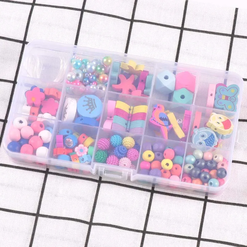 

Kids Handmade DIY Beads Toy For Girl Wear Beads With Accessory Set Creative Children Handicraft Jewelry Making Toys YKL0853
