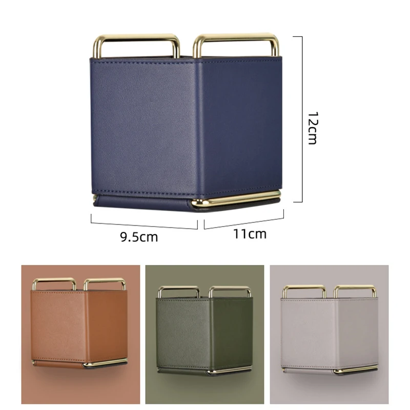 

Desk Organizer Multi Function Desktop Cosmetic Storage Box Leather Decorative Pen Holder For Home Office Desk Organizer Storage