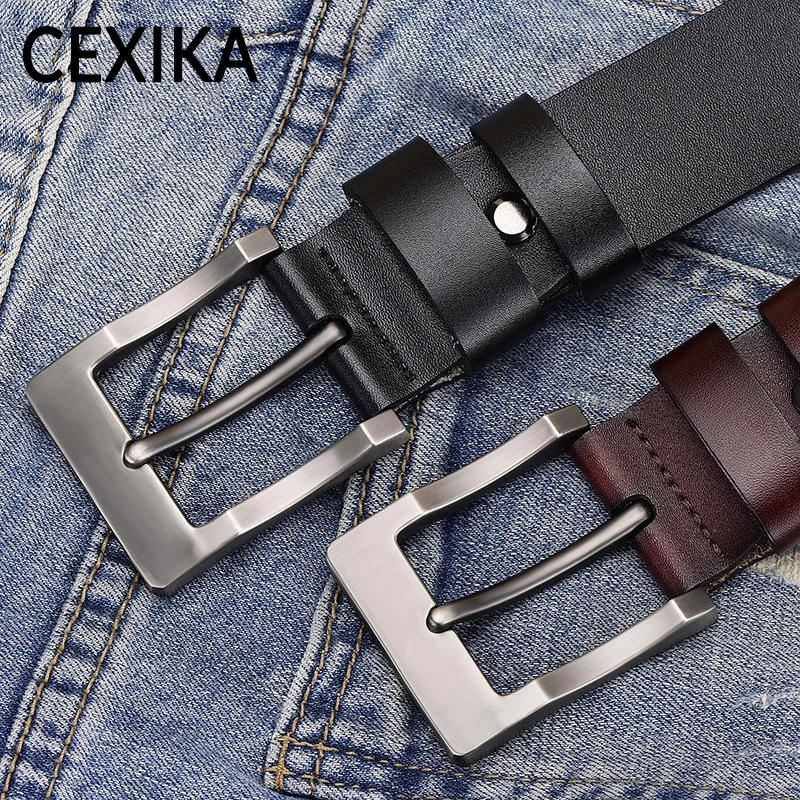 

High Quality Business Plus Size Belts for Men 130 140 150cm Vintage New Alloy Pin Buckle Real Cow Genuine Leather Belt for Jeans