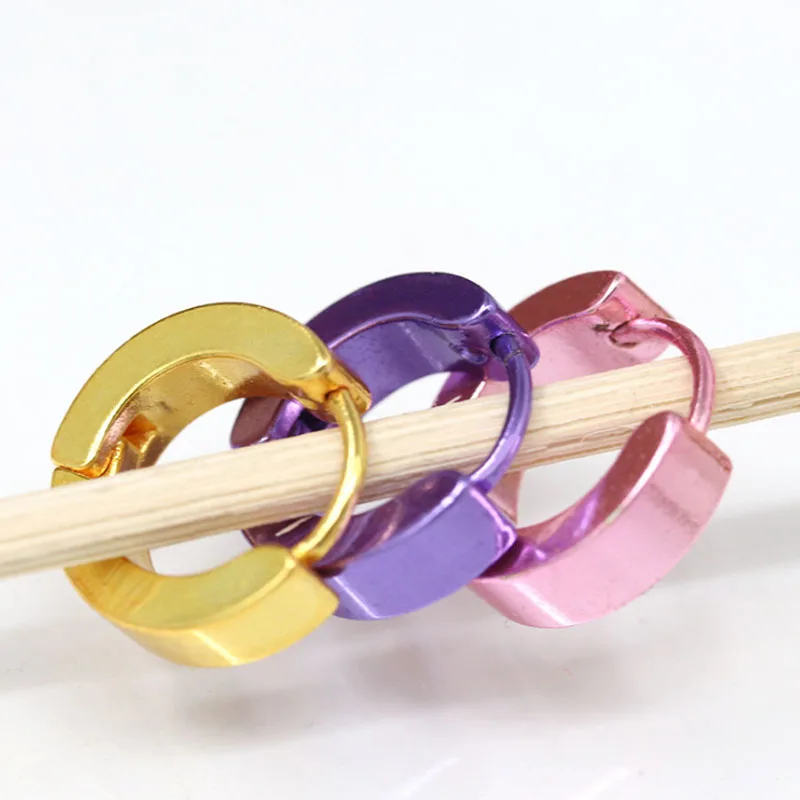 Пистолет 7 Цвета простой Нержавеющая сталь панк круглые серьги гвоздики для